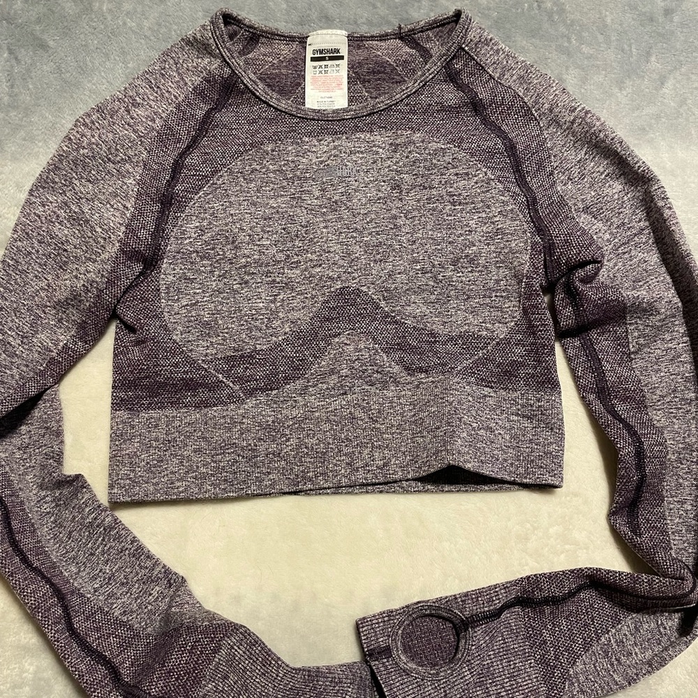 Gymshark Purple Heather Seamless Long Sleeve Crop Top